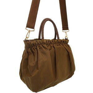 Prada Tessuto Brown handbag braided leather gathered Tote Bow